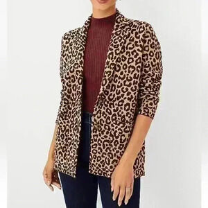 Ann Taylor Leopard print sweater blazer sz S